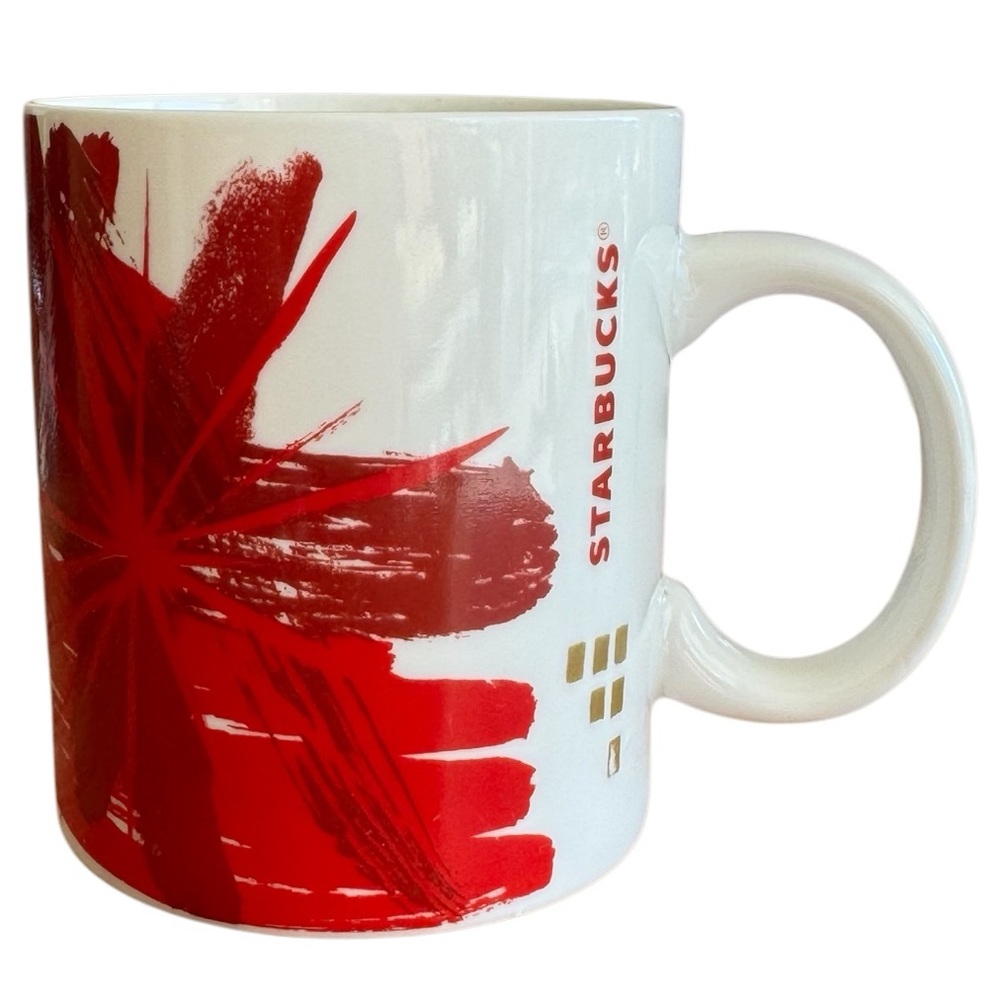 Starbucks 2014 Mug Red Starburst Ceramic 12 oz